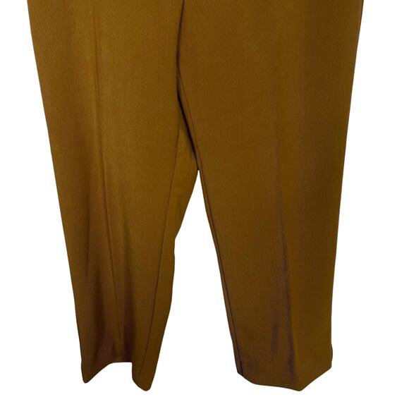 New Ann Taylor 12P Mustard Brown High Rise Textured Wide Leg Trouser Pants Work - Picture 4 of 10